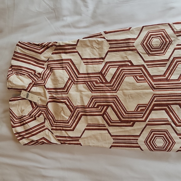 Anthropologie Strapless Geometric Dress in Cream and Brown - Picture 6 of 9